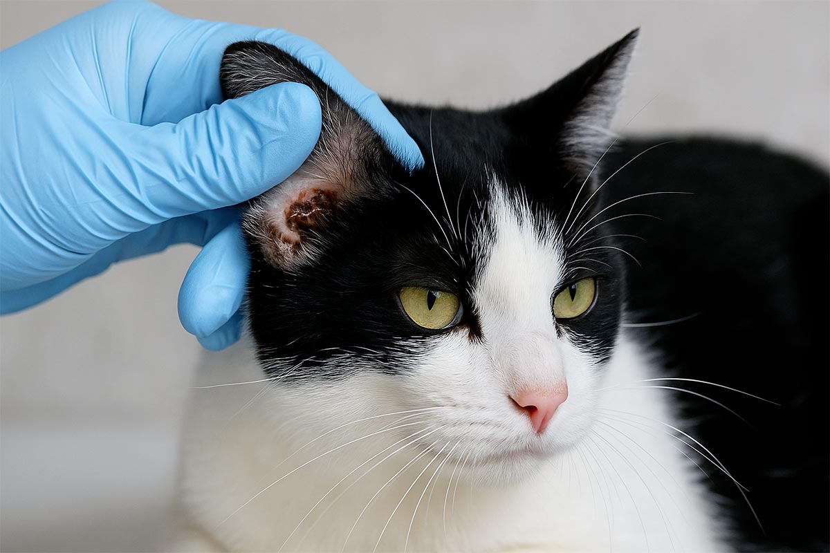 Vérification gale oreille chez le vétérinaire