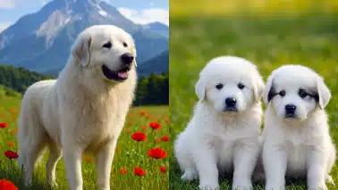 Femelle et chiot Montagne des Pyrénées