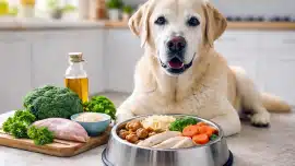 Labrador senior avec alimentation adaptée aux reins