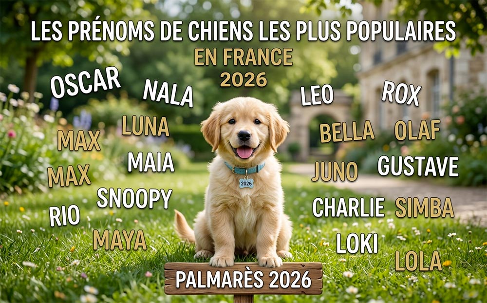 Chiot illustrant les prénoms de chiens les plus populaires en France en 2026