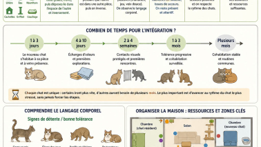 étapes en images pour faire cohabiter deux chats adultes à la maison